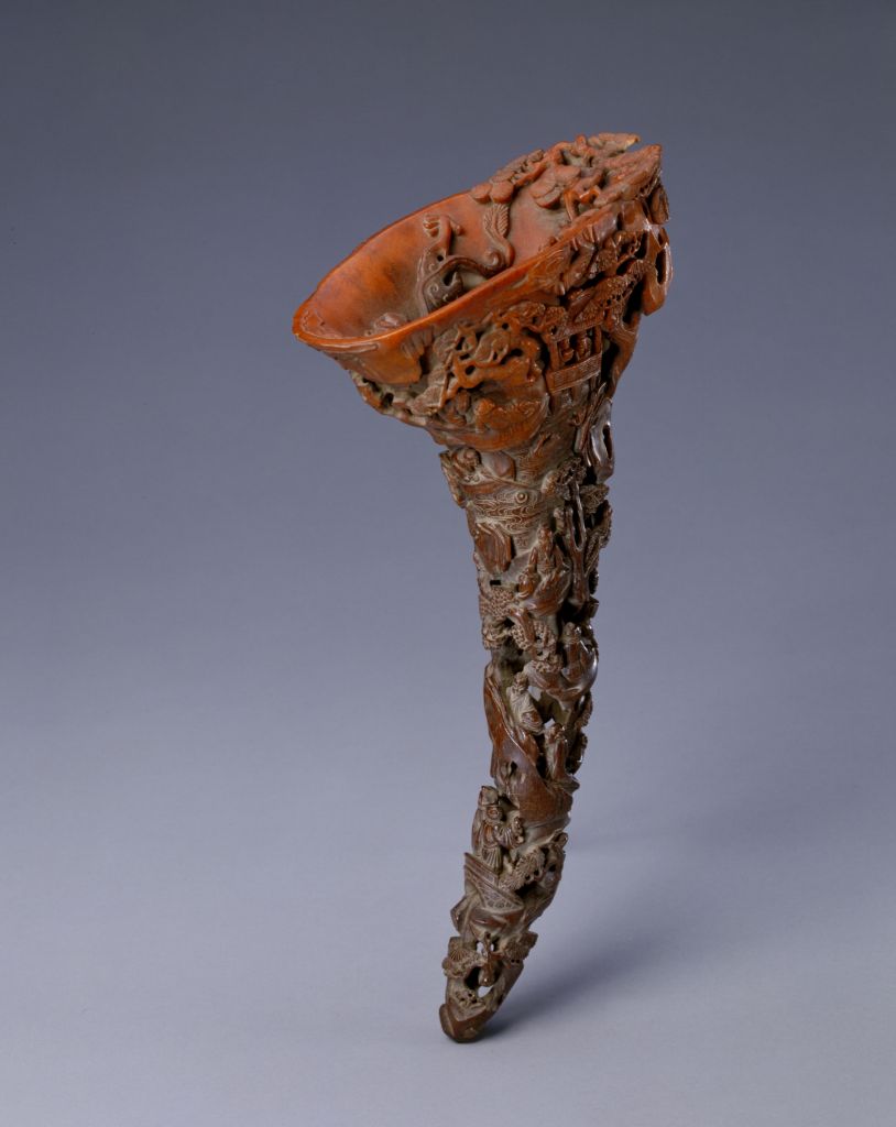 图片[1]-Rhinoceros horn carved with orchid pavilion-China Archive